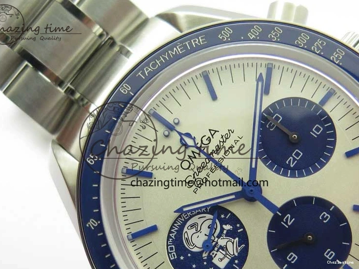 0211 Speedmaster SS Snoopy Apollo OMF Best Edition White Dial on SS Bracelet Venus EasyCare 7877
